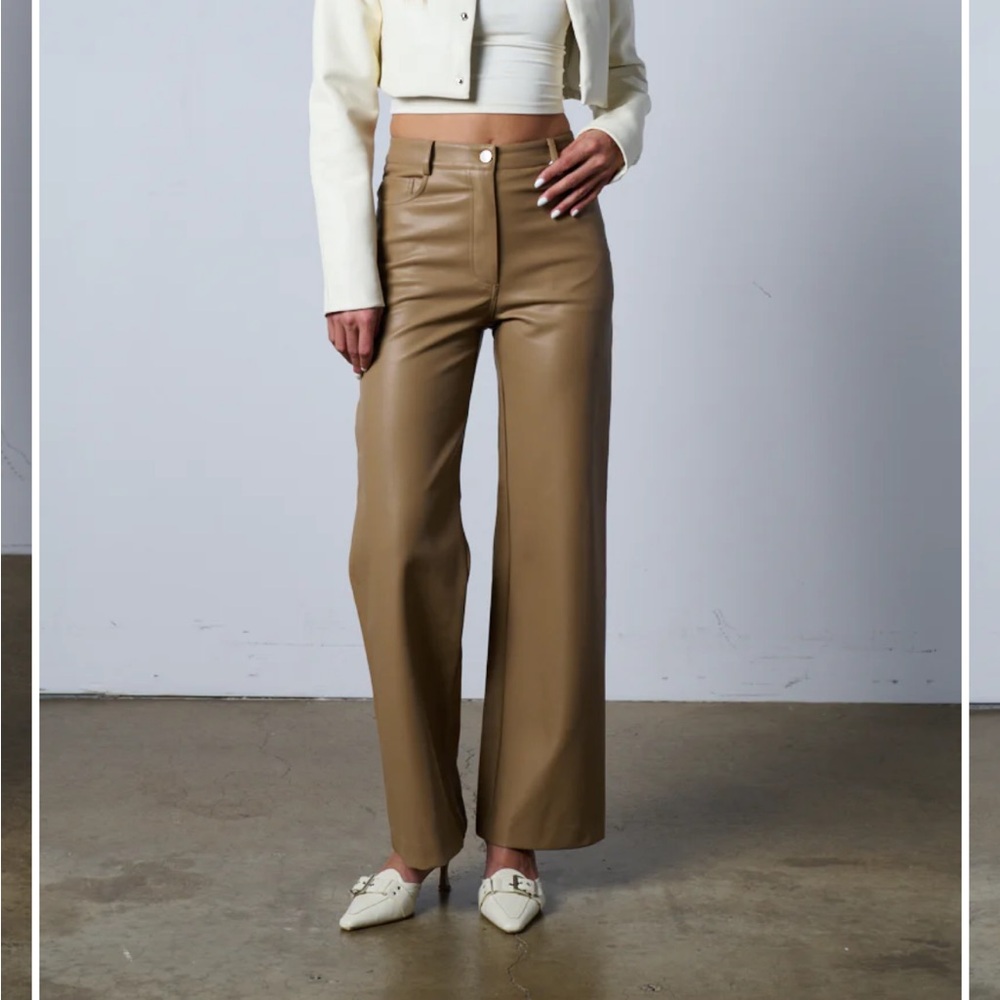 NWT AKIRA HIGH RISE FAUX LEATHER WIDE LEG PANTS XSMALL